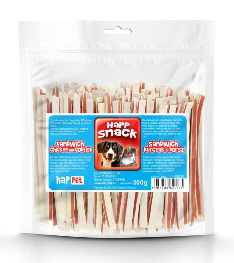 Sandwich kurczak & dorsz Happet GM25 500g Sandwich kurczak & dorsz Happet GM25 500g