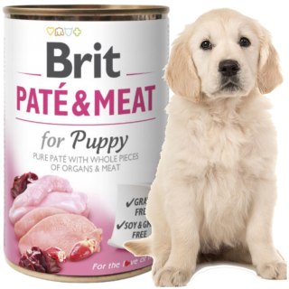 KARMA DLA PSA KURCZAK Z INDYKIEM DLA SZCZENIĄT BRIT PATE & MEAT PUPPY 400 G