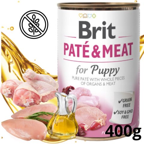 KARMA DLA PSA KURCZAK Z INDYKIEM DLA SZCZENIĄT BRIT PATE & MEAT PUPPY 400 G KARMA DLA PSA KURCZAK Z INDYKIEM DLA SZCZENIĄT BRIT PATE & MEAT PUPPY 400 G