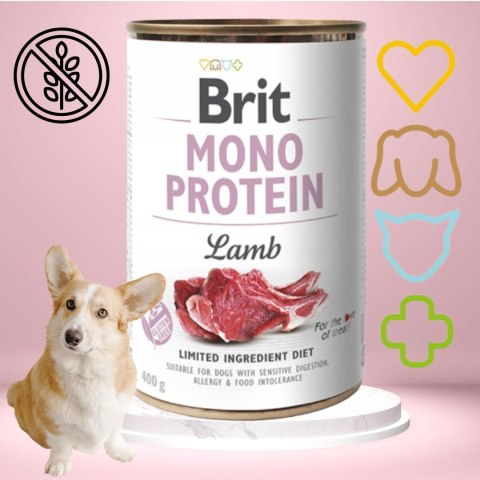 Mokra karma dla psa BRIT MONO PROTEIN LAMB 400G z jagnięciną hipoalergiczna Mokra karma dla psa BRIT MONO PROTEIN LAMB 400G z jagnięciną hipoalergiczna
