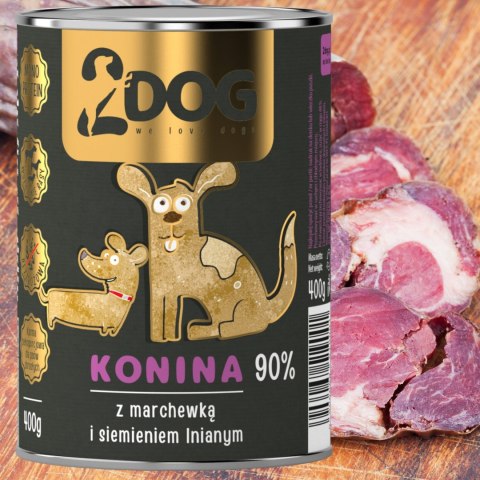 KARMA DLA PSA 2Dog Mokra karma konina z siemieniem 400g HIPOALERGICZNA KARMA DLA PSA 2Dog Mokra karma konina z siemieniem 400g HIPOALERGICZNA