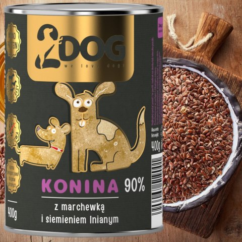 KARMA DLA PSA 2Dog Mokra karma konina z siemieniem 400g HIPOALERGICZNA KARMA DLA PSA 2Dog Mokra karma konina z siemieniem 400g HIPOALERGICZNA