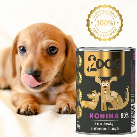 KARMA DLA PSA 2Dog Mokra karma konina z siemieniem 400g HIPOALERGICZNA KARMA DLA PSA 2Dog Mokra karma konina z siemieniem 400g HIPOALERGICZNA