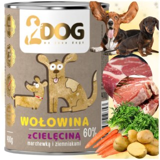 KARMA DLA PSA 2Dog Mokra karma wołowina z cielęciną 400g HIPOALERGICZNA