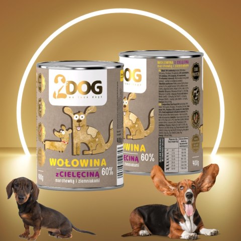 KARMA DLA PSA 2Dog Mokra karma wołowina z cielęciną 400g HIPOALERGICZNA KARMA DLA PSA 2Dog Mokra karma wołowina z cielęciną 400g HIPOALERGICZNA