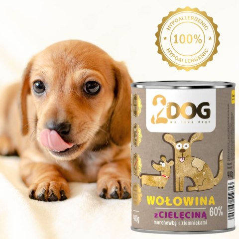 KARMA DLA PSA 2Dog Mokra karma wołowina z cielęciną 400g HIPOALERGICZNA KARMA DLA PSA 2Dog Mokra karma wołowina z cielęciną 400g HIPOALERGICZNA