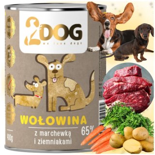 KARMA DLA PSA 2Dog Mokra karma wołowina z warzywami 400g HIPOALERGICZNA