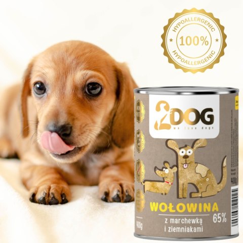 KARMA DLA PSA 2Dog Mokra karma wołowina z warzywami 400g HIPOALERGICZNA KARMA DLA PSA 2Dog Mokra karma wołowina z warzywami 400g HIPOALERGICZNA