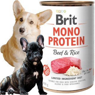 KARMA DLA PSA WOŁOWINA RYŻ BRIT MONO PROTEIN BEEF & RICE 400G BEZGLUTENOWA