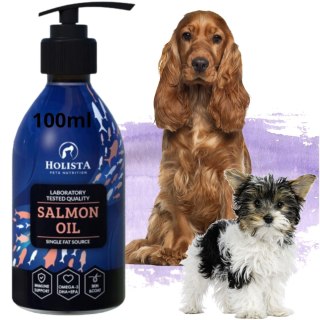 OLEJ Z ŁOSOSIA HOLISTA SALMON OIL 100 ML NATURALNE OLEJE DLA PSA I KOTA